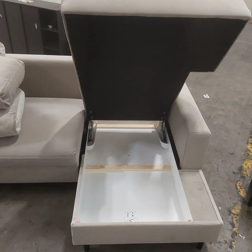 QUALITY DESIGNER VELVET UPHOLSTERED SOFA BED WITH STORAGE