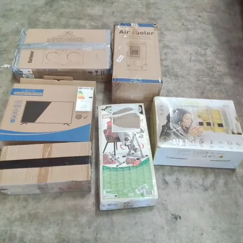 PALLET CONTAINING ASSORTED PRODUCTS INCLUDING: ELECTRIC COOKER, HEATED THROW, AIR COOLER, 19" LED TV, ELLIPTICAL MACHINE ECT