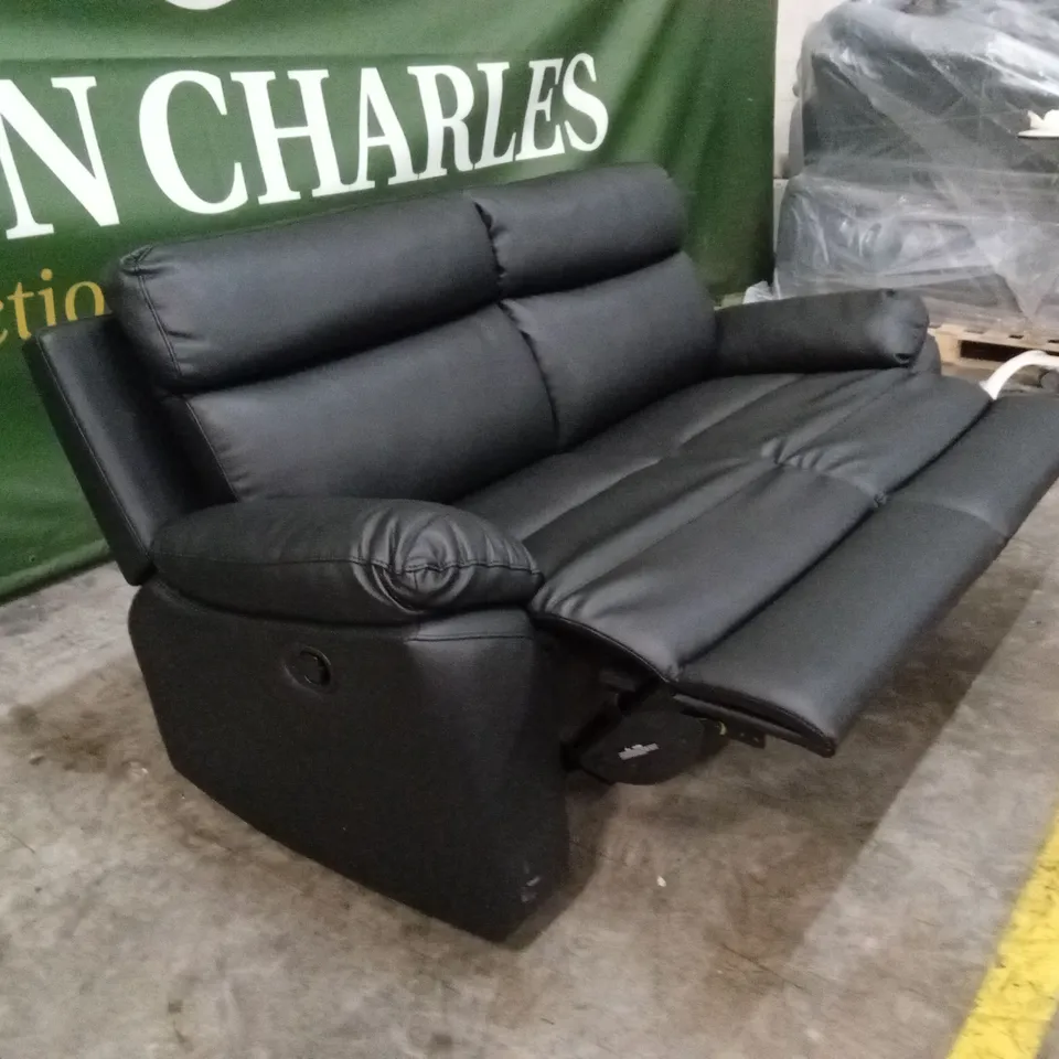 EDISON 3 SEATER LUXURY FAUX LEATHER MANUAL RECLINER SOFA RRP £799