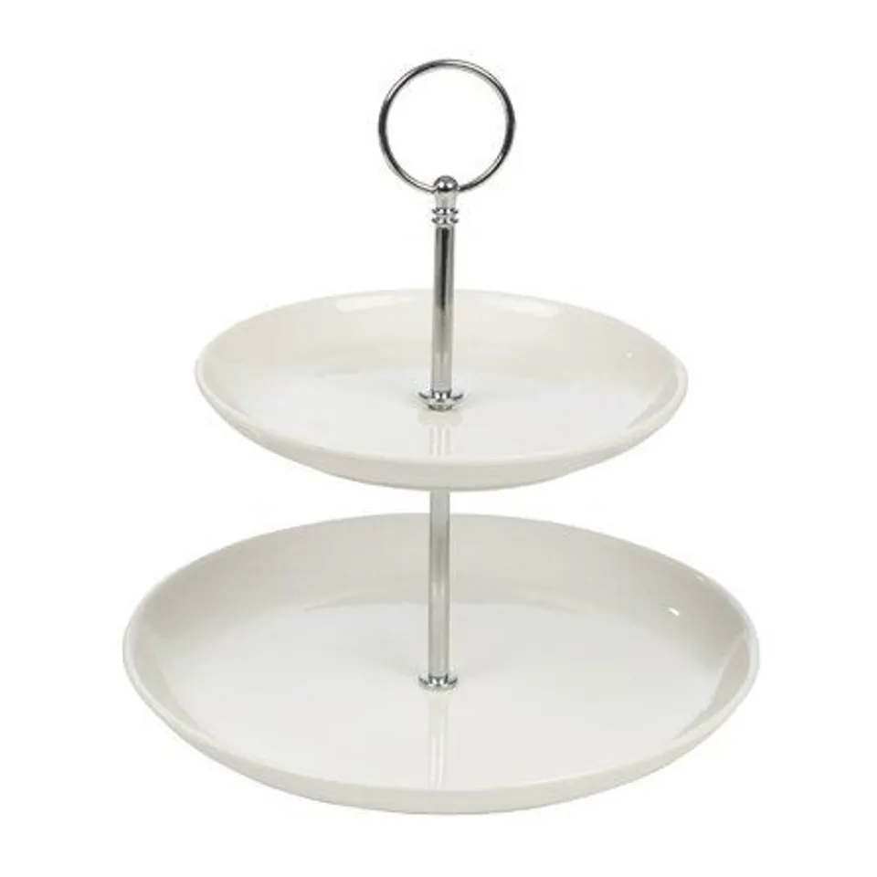 BOXED ROUND MARBLE TWO TIER CAKE DISPLAY STAND