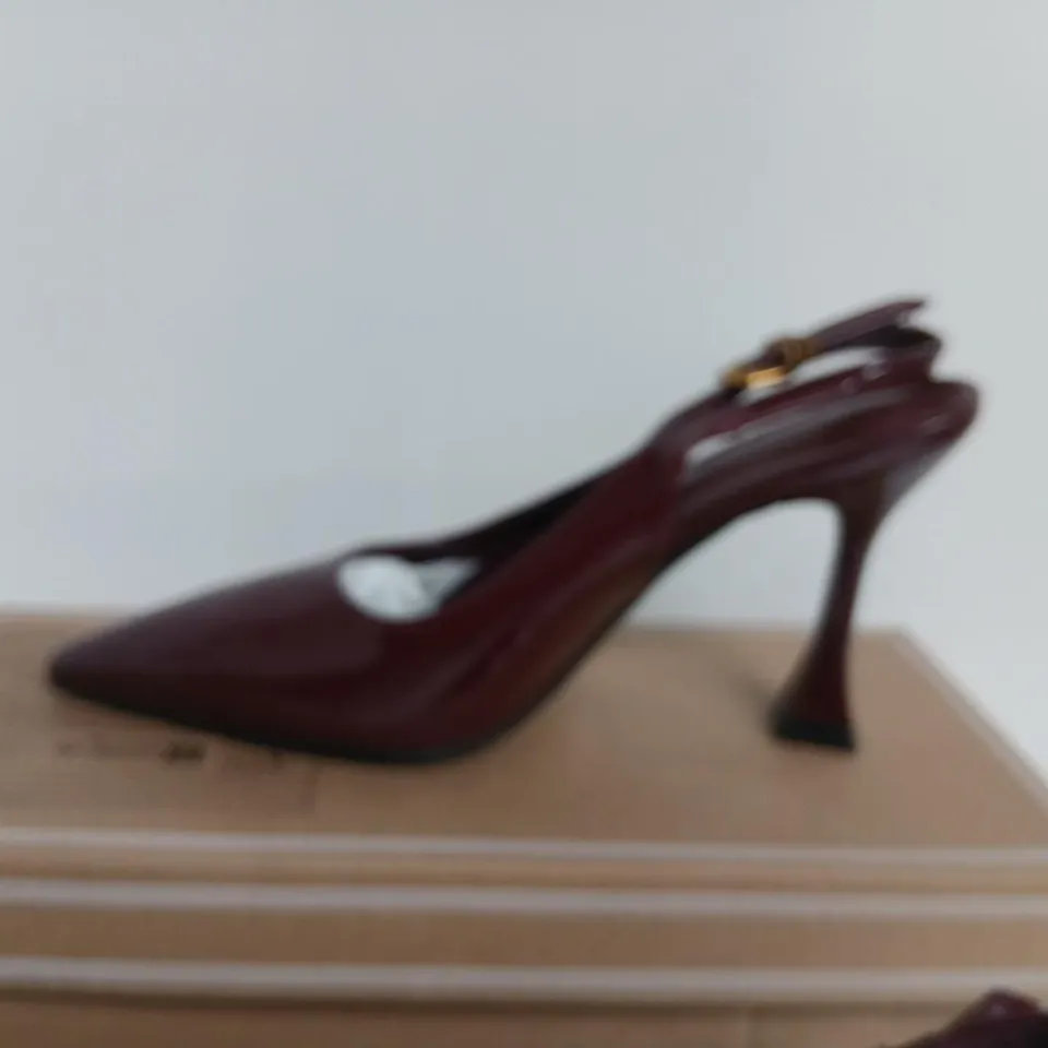 WOMEN'S BURGUNDY PATENT LEATHER SLINGBACK HIGH HEELS – EU 37 (UK 4)