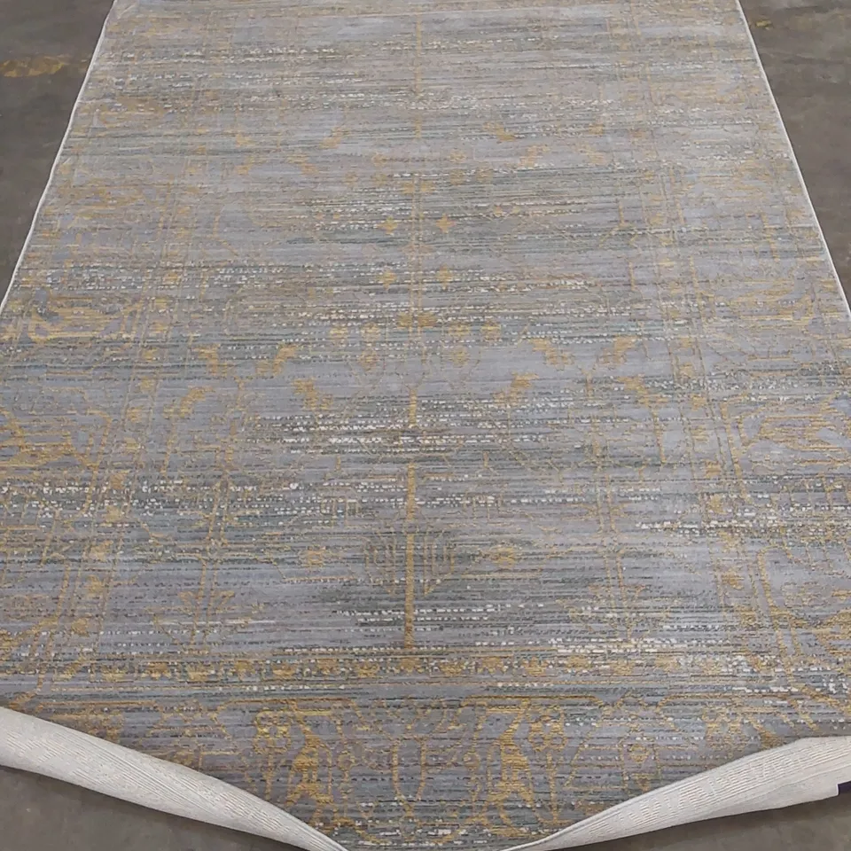 PERSIAN MACHINE WOVEN AREA RUG - GREY/GOLD // SIZE: 200 X 300cm