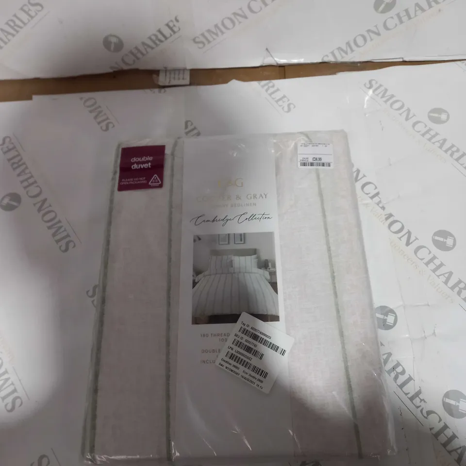 COOPER & GRAY LUXURY BEDLINEN CAMBRIDGE COLLECTION DOUBLE DUVET 
