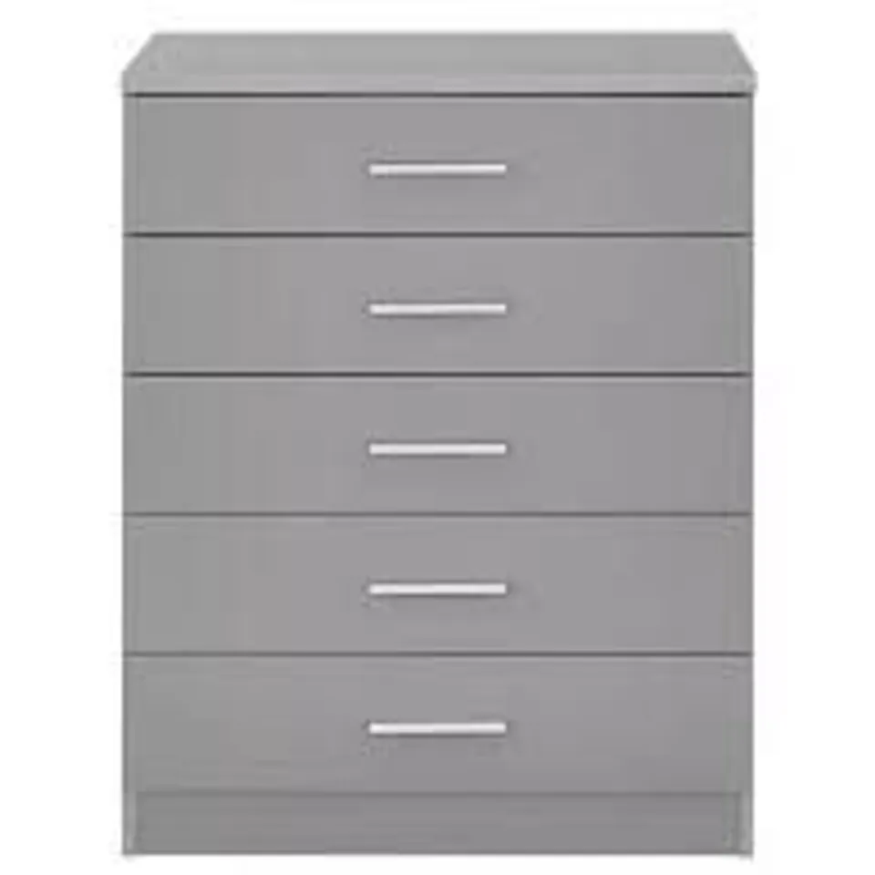 BOXED PANAMA 5 DRAWER CHEST - GREY (1 BOX) RRP £139
