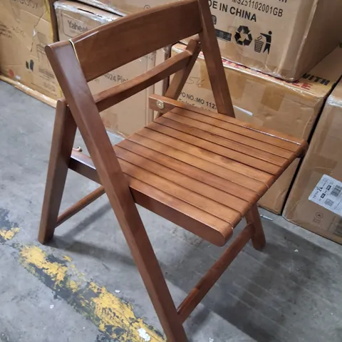 BOXED SET OF 4 MID CENTURY MODERN FOLDOUT CHAIRS - WALNUT WOOD