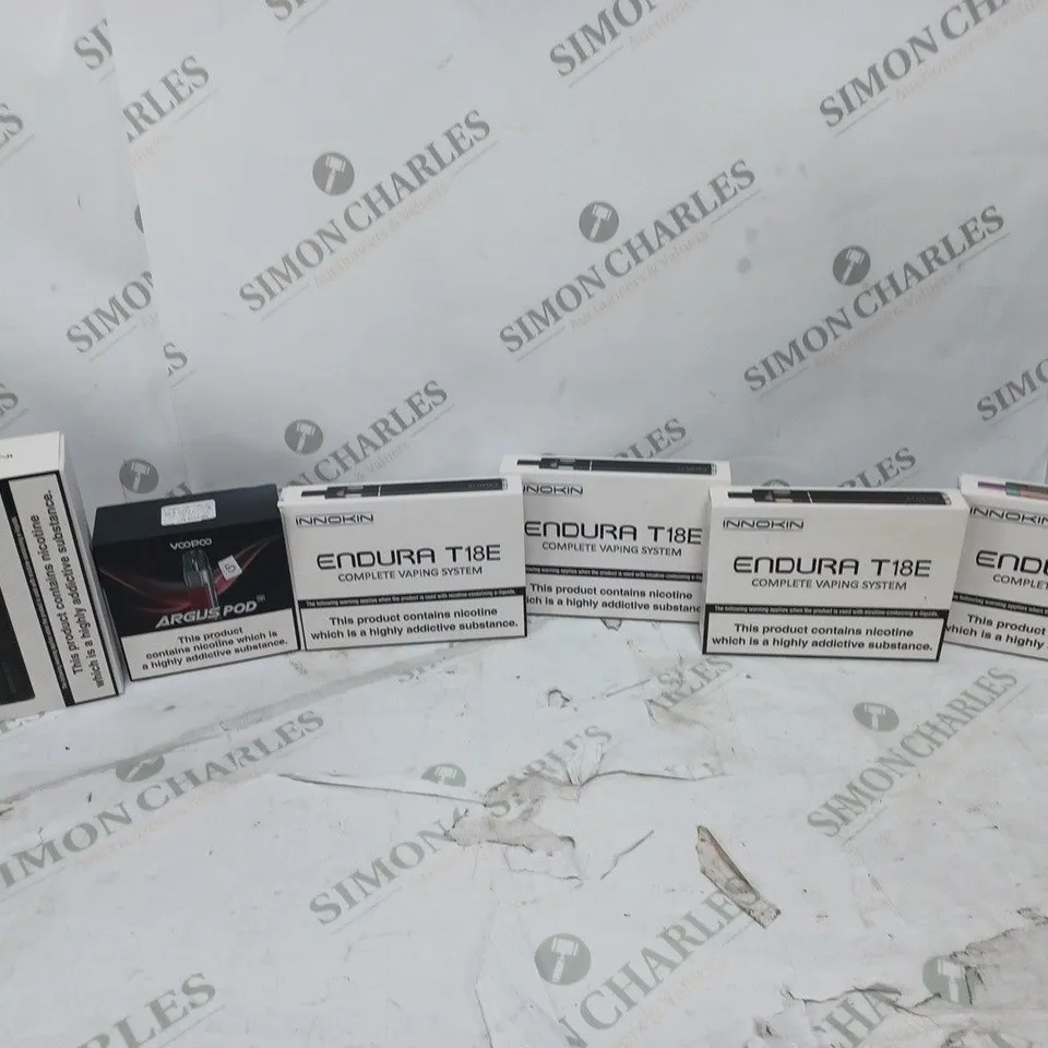 LOT OF APPROXIMATELY 10 BOXED E-CIGARETTES TO INCLUDE ENDURA T18E, INNOKIN EZ WATT, AND ARGUS OUTDOOR ETC.