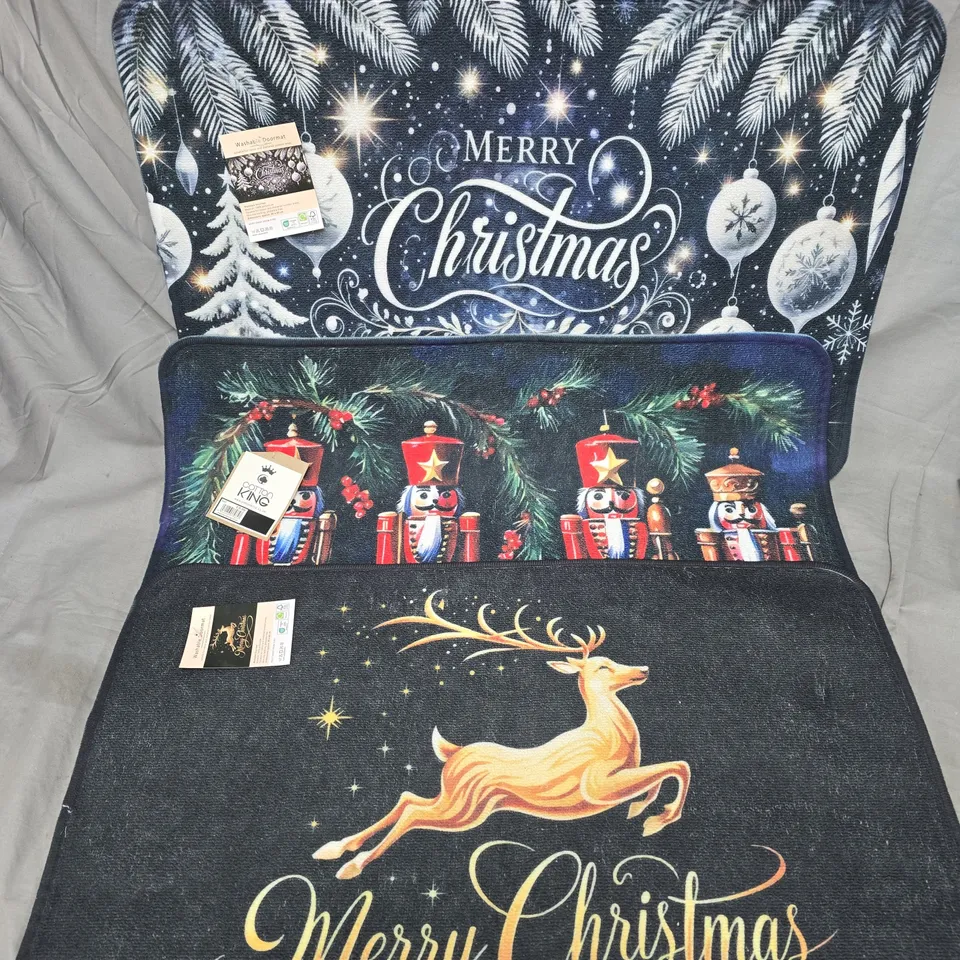 6 X ASSORTED CHRISTMAS THEMED WASHABLE DOOR MATS 