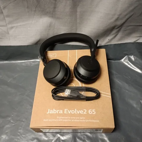JABRA EVOLVE2 65 WIRELESS HEADPHONES – BLACK, BOXED (USB-C CABLE INCLUDED) WITH PROTECTIVE POUCH