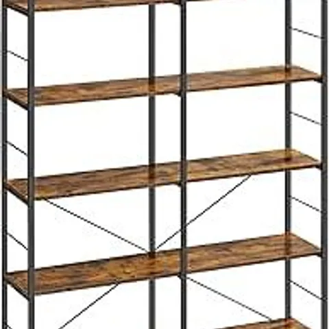 BOXED VASAGLE 6-TIER BOOKSHELF, 30×120×170CM, RUSTIC BROWN AND INK BLACK