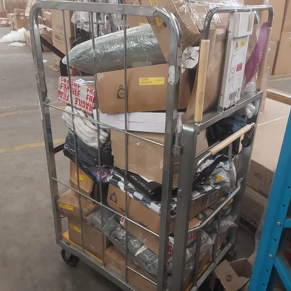 CAGE CONTAINING A LARGE QUANTITY OF ASSORTED FURNITURE PARTS AND HOUSEHOLD ITEMS ECT // CAGE NOT INCLUDED