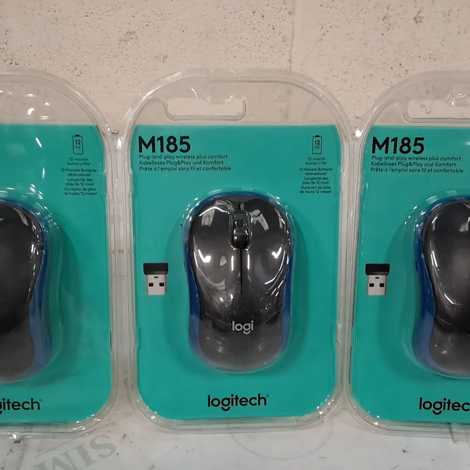 LOT OF 3 LOGITECH M185 WIRELESS MOUSES 