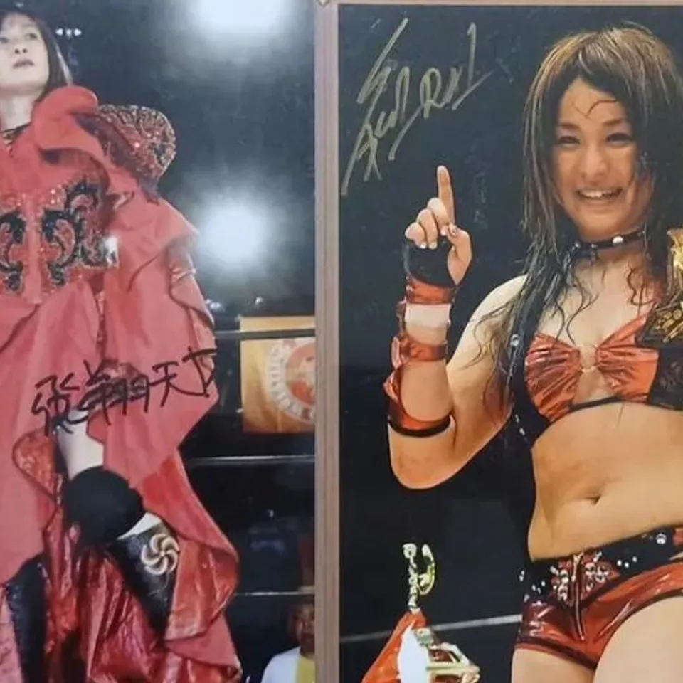 TWO SIGNED WRESTLING PHOTOGRAPHS TO INCLUDE; IO SHIRAI IYO SKY AND MANAMI TOYOTA