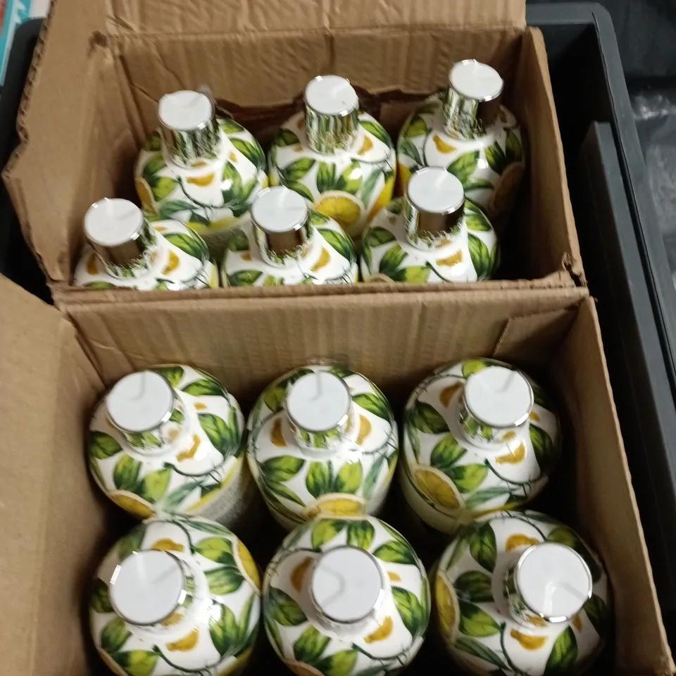 LOT OF APPROXIMATELY 12 BOTTLES OF BAYLIS & HARDING ROYALE GARDEN LEMON & BASIL BODY WASHES - 500ML PER BOTTLE