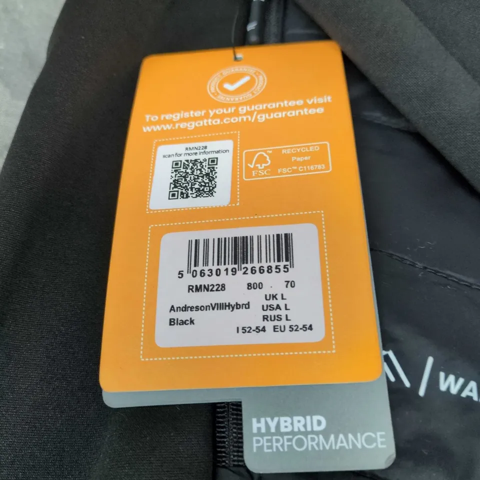 REGATTA GREAT OUTDOORS HYBRID PERFORMANCE JACKET – BLACK, UK L