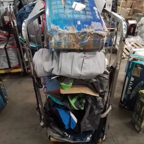 CAGE OF UNTESTED ASSORTED INFLATABLE KAYAKS AND ACCESSORIES
