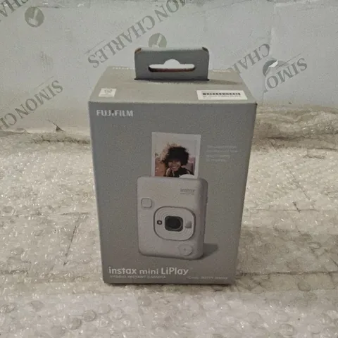 BOXED FUJIFILM INSTAX MINI LIPLAY HYBRID INSTANT CAMERA IN MISTY WHITE