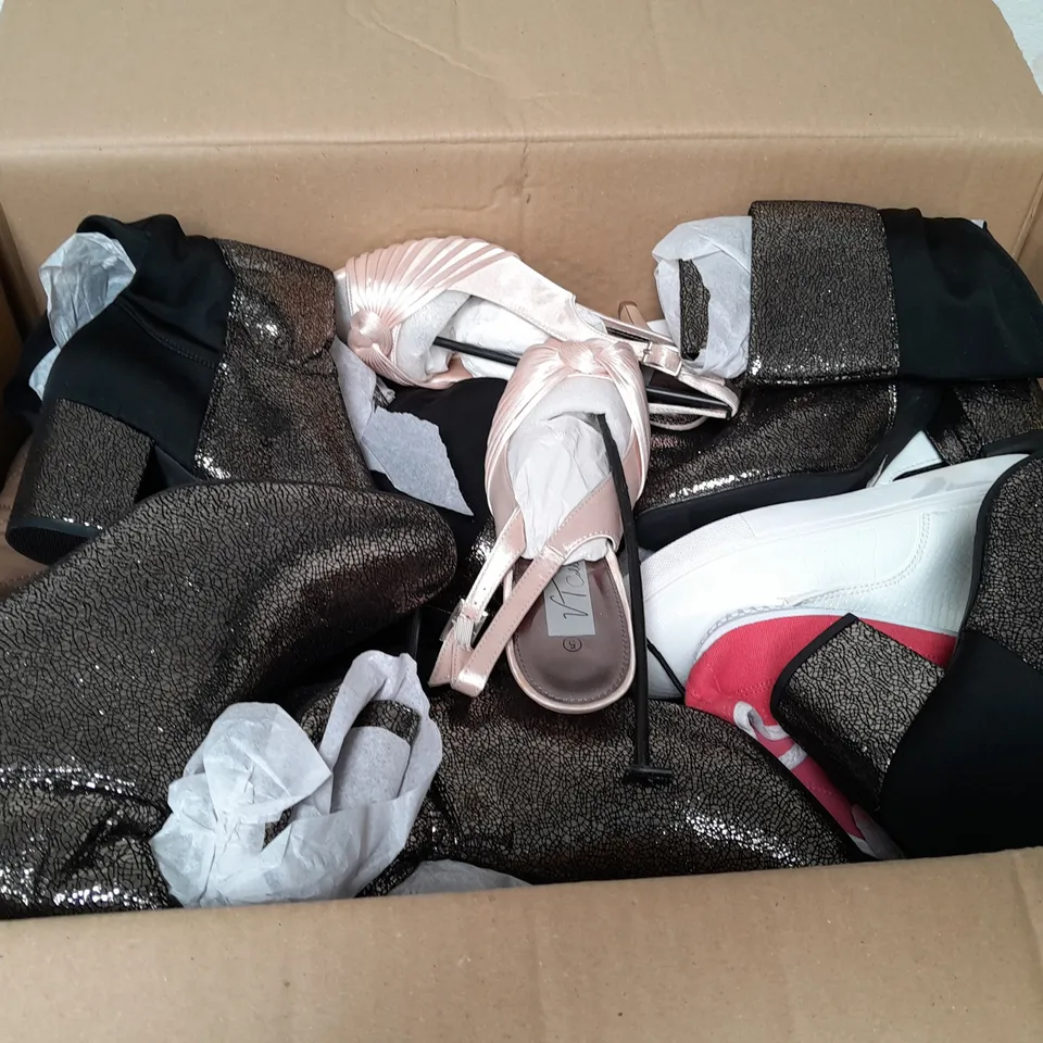 APPROXIMATELY 15 PAIRS OF LADIES SHOES. ASSORTED SIZES, COLOURS AND STYLES