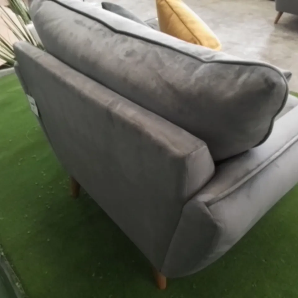 DESIGNER PERTH GREY VELVET ARM CHAIR