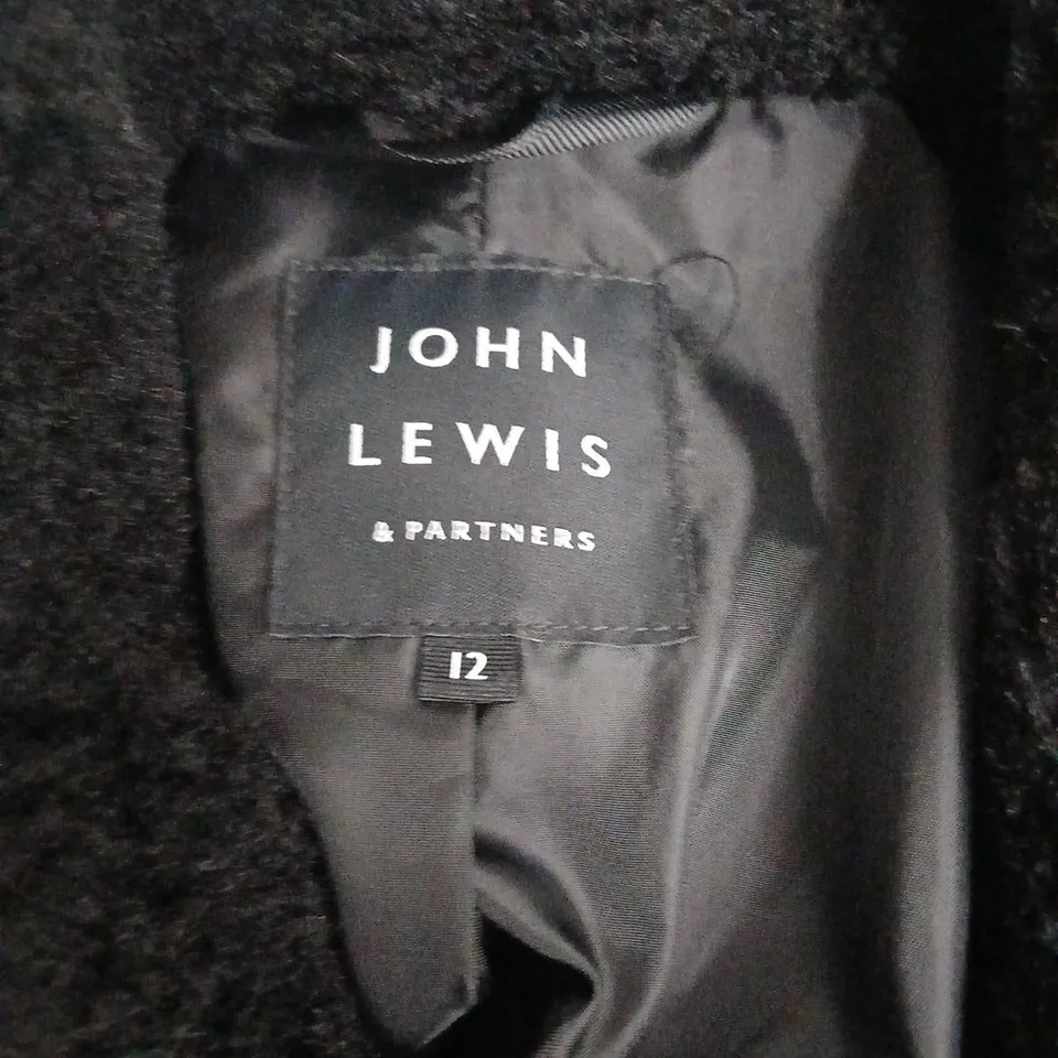 JOHN LEWIS & PARTNERS BLACK BOUCLÉ COAT, WOMEN'S UK 12
