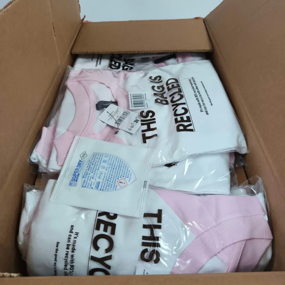 BOX OF 8 ACTIVE GRAPHIC RAGLAN T SHIRT WHITE/HOOPS LARGE