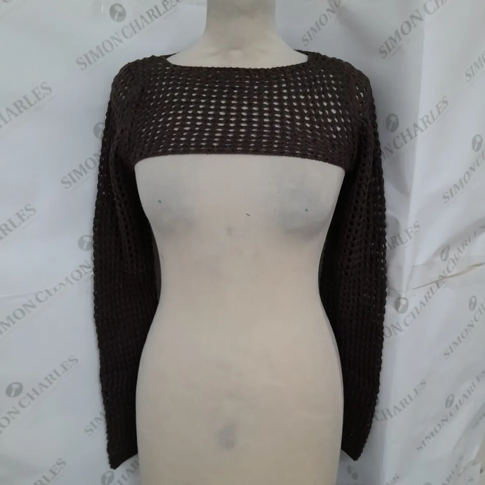 URBAN OUTFITTERS AIRTEX CROCHET SHRUG IN BROWN SIZE S
