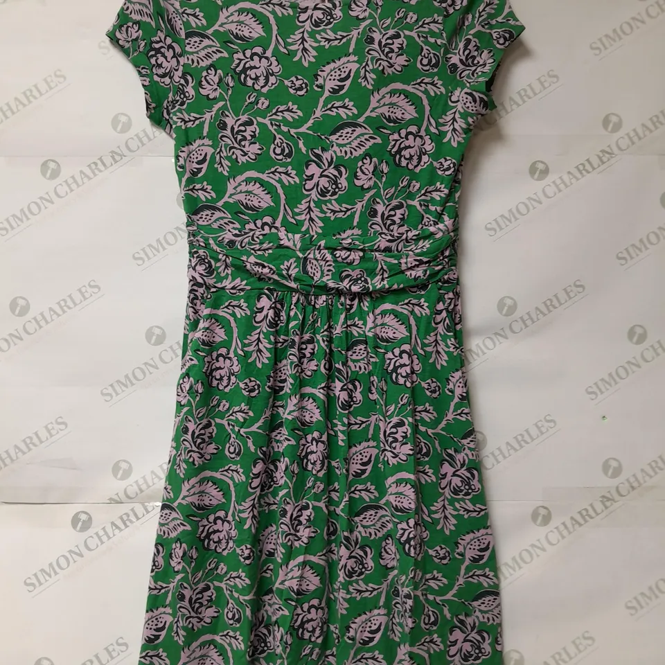 BODEN MIDI DRESS GREEN FLORAL PATTERN SIZE 8