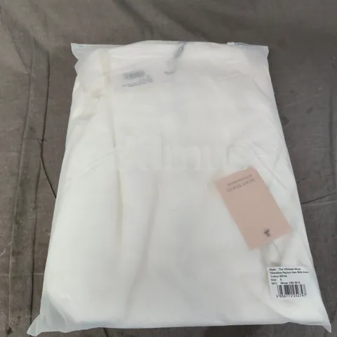 BAGGED ODDMUSE THE ULTIMATE MUSE SLEEVELESS PEPLUM HEM MIDI DRESS - WHITE, UK SIZE S