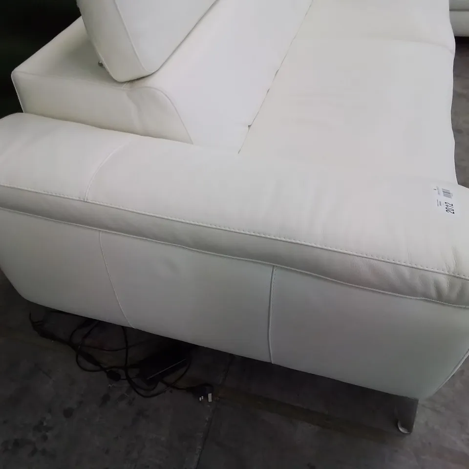 QUALITY ITALIAN DESIGNER FLAVIO POWER RECLINING CHAISE SOFA WITH ADJUSTABLE HEADRESTS WHITE LEATHER 