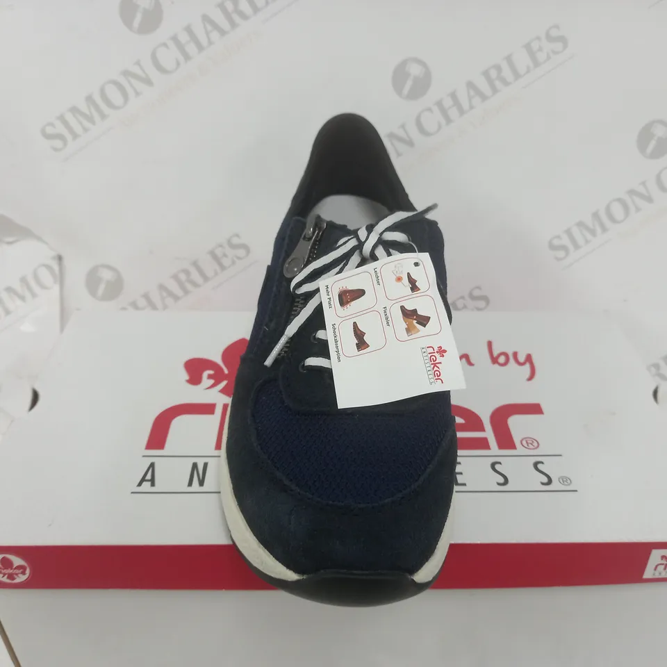 BOXED PAIR OF RIEKER LACE TRAINERS IN NAY UK SIZE 6