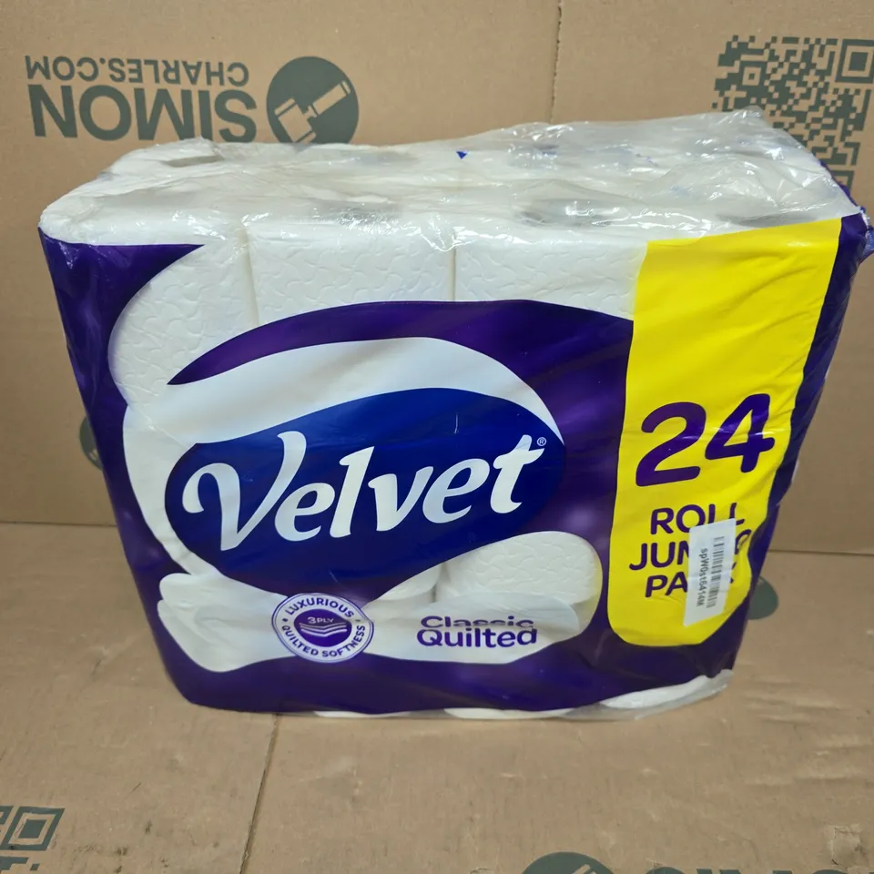 VELVET CLASSIC QUILTED TOILET TISSUE – 24 ROLL JUMBO PACK