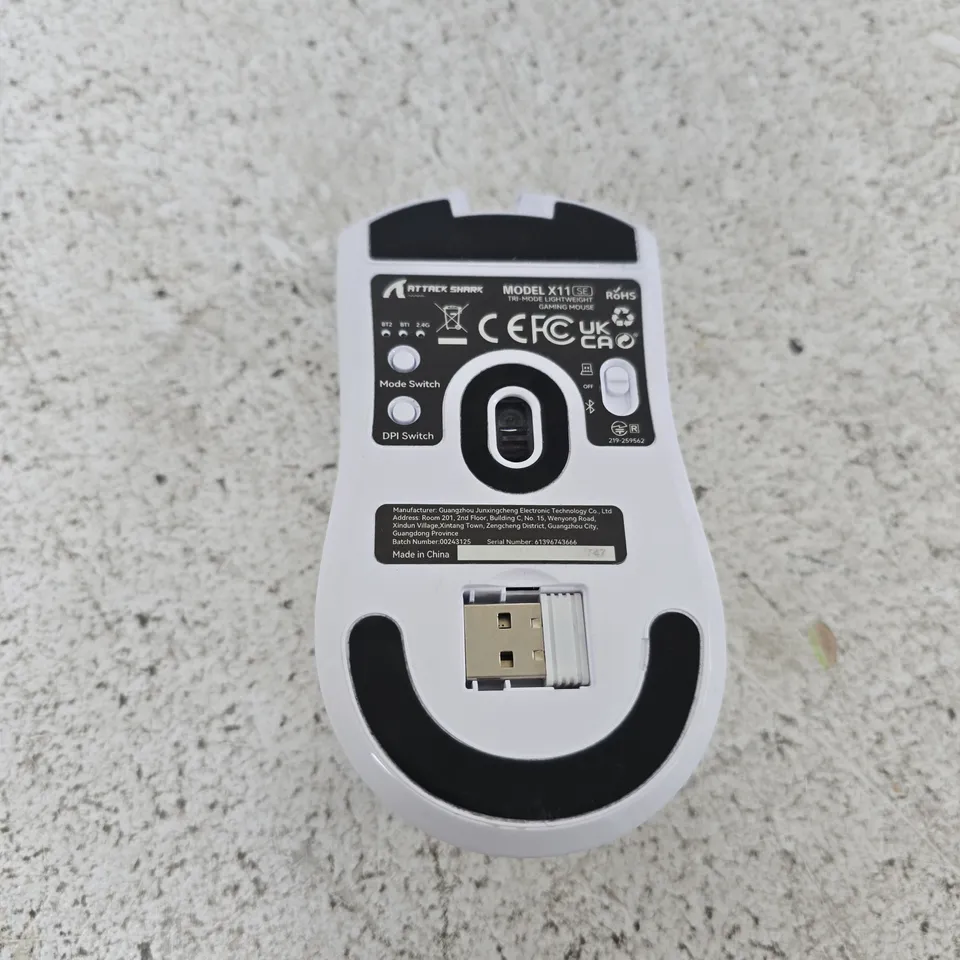 ATTACK SHARK X11 SE TRI-MODE LIGHTWEIGHT GAMING MOUSE – WHITE (USB DONGLE INCLUDED)
