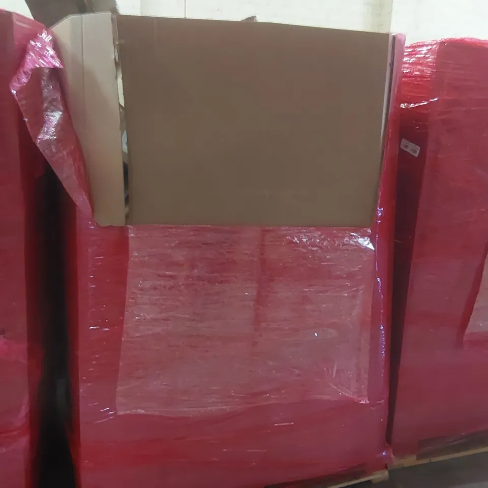 PALLET CONTAINING ASSORTED ITEMS TO INCLUDE: TUBLER HEAT PRESS, CEILING LIGHT, CROSS-LINE LASER LEVEL, SHOWER SYSTEM, RUG ECT