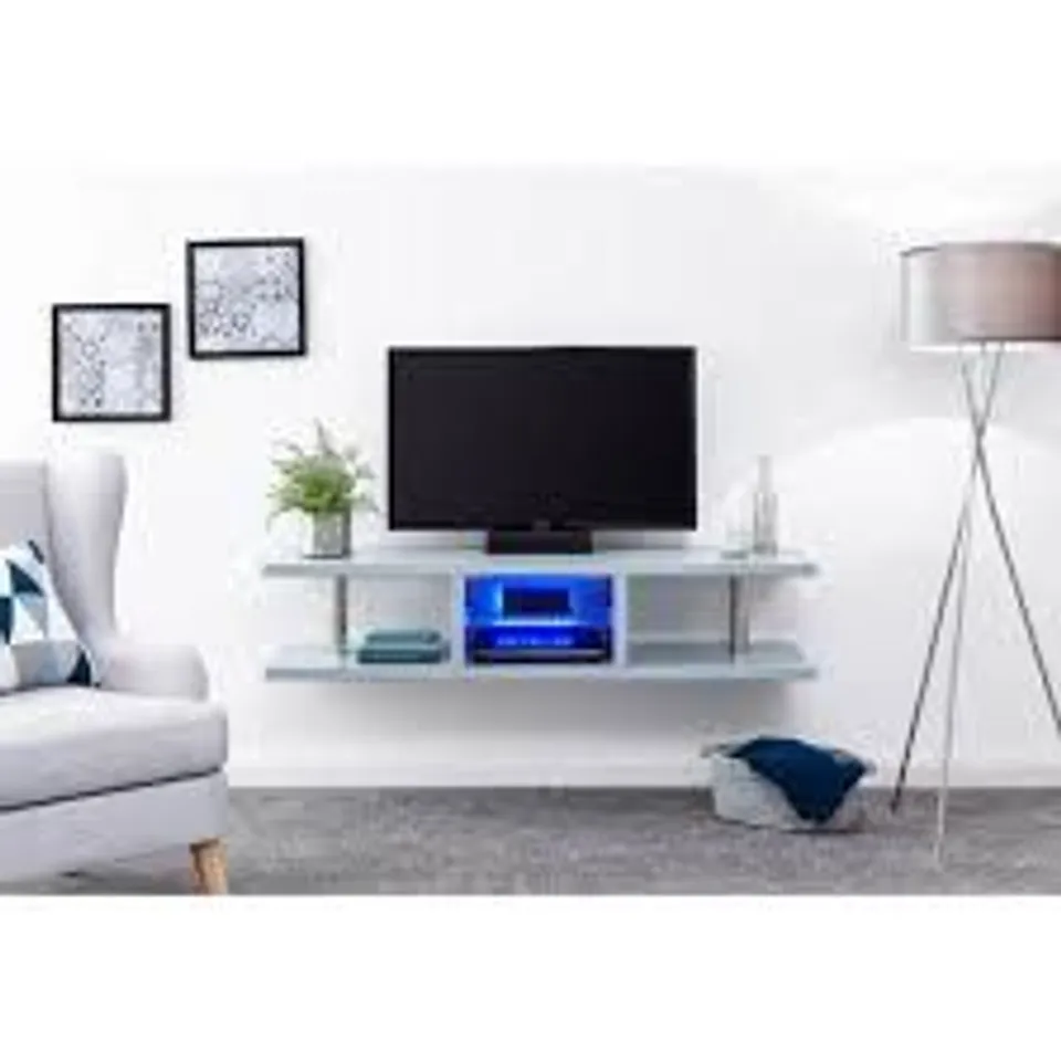 BRAND NEW BOXED POLAR HIGH GLOSS WALL MOUNTED LED DISPLAY UNIT IN GREY 