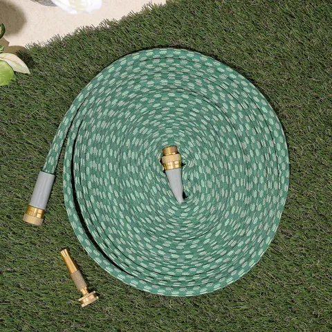 BERNINI PATTERNED HYDROHOSE WITH QUICK CONNECTORS GREEN