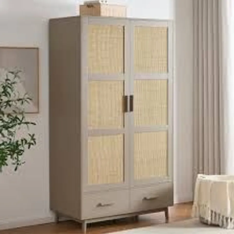 BOXED DUSK ISLA 2 DOOR WARDROBE WITH DRAWERS - TAUPE (2 BOXES)