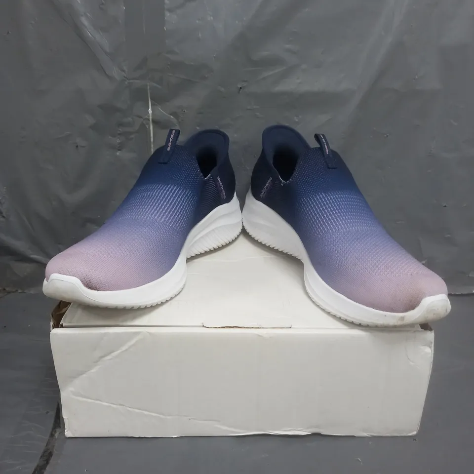 SKECHERS ULTRA FLEX TRAINERS NAVY/PURPLE SIZE 8 