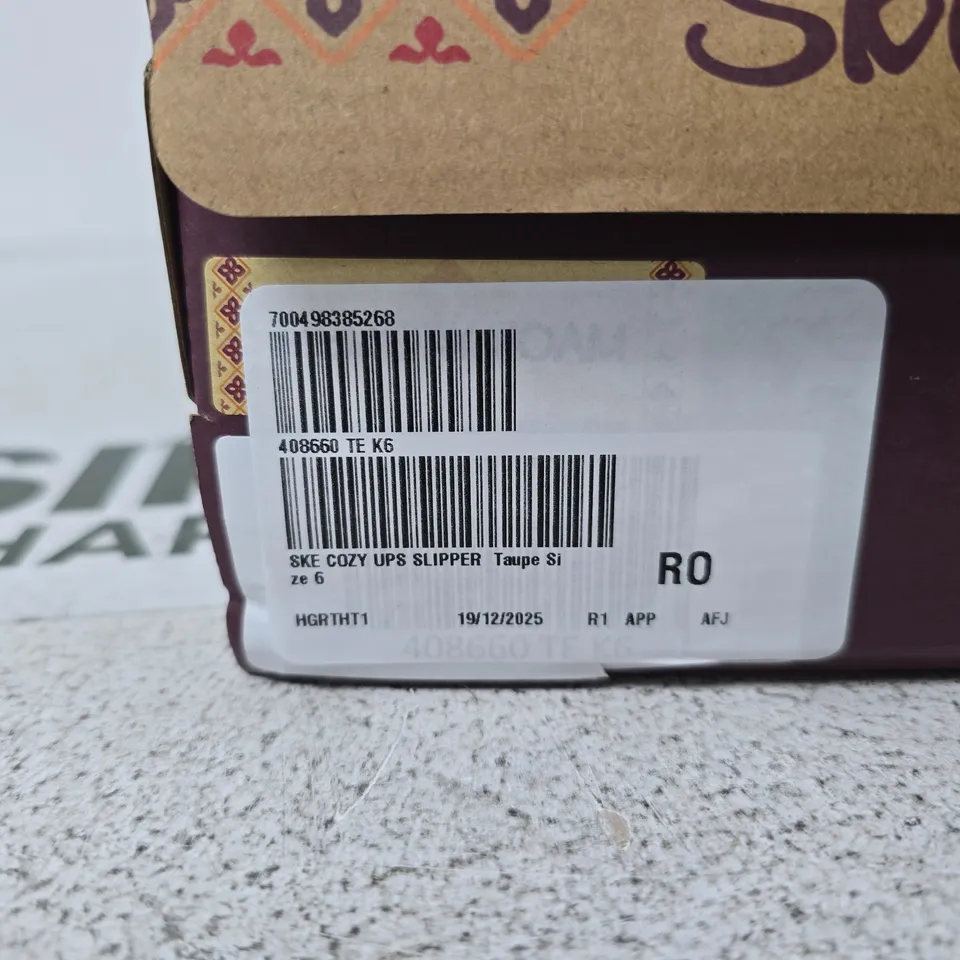 SKECHERS COZY UPS SLIPPERS – TAUPE SIZE 6