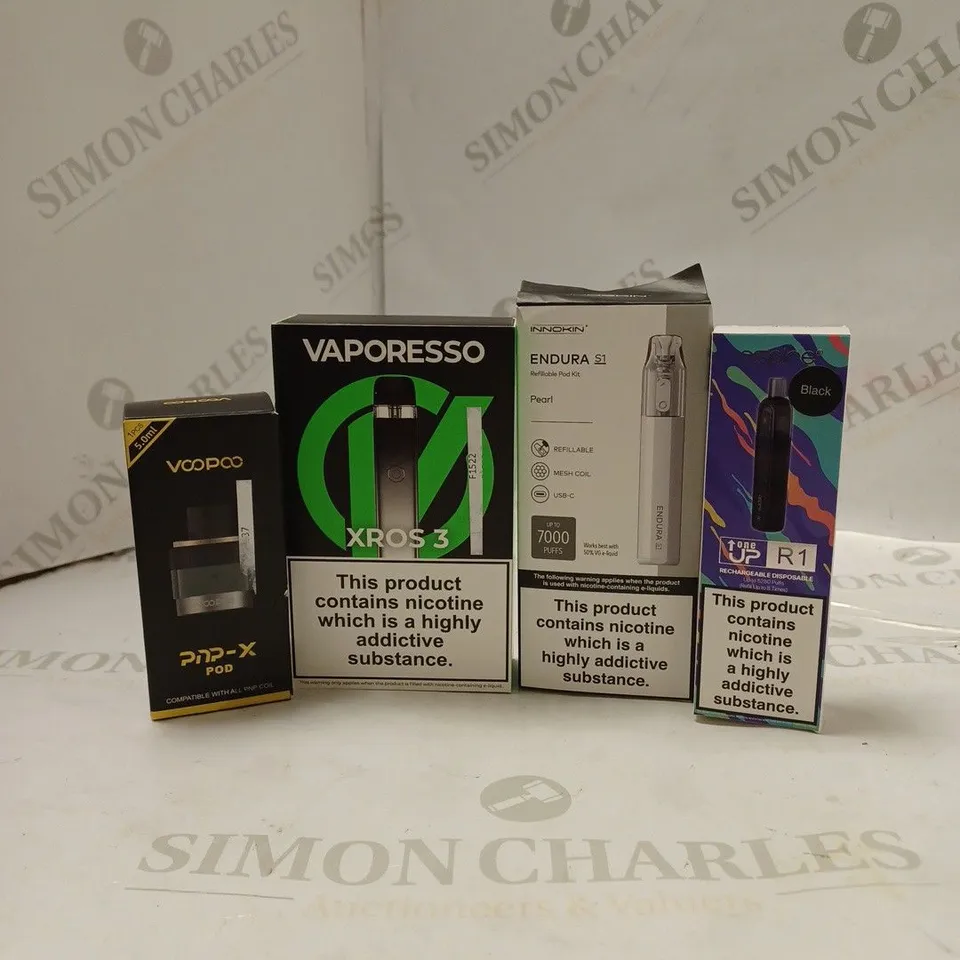BOX OF APPROX 10 ITEMS TO INCLUDE VAPORESSO XROS 3, VOOPOO PNP-X, ASPIRE R1.