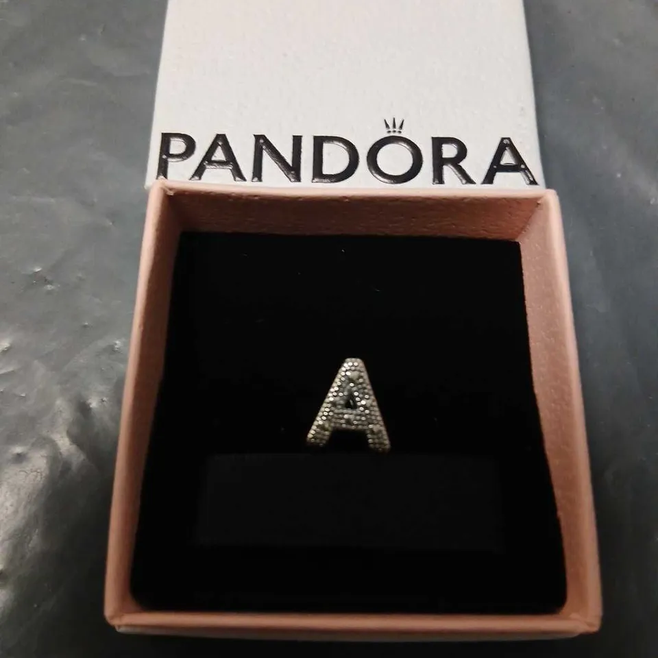 PANDORA LETTER A CHARM WITH PAVÉ STONES – BOXED