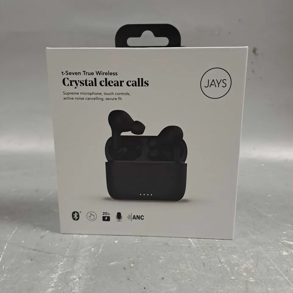 SEALED AND BOXED JAYS T-SEVEN TRUE WIRELESS NOISE CANCELLING EARBUDS T7TW01 IN BLACK
