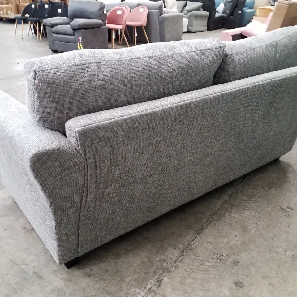 QUALITY DESIGNER 3 SEATER SOFA - GREY CHUNKY WEAVE FABRIC