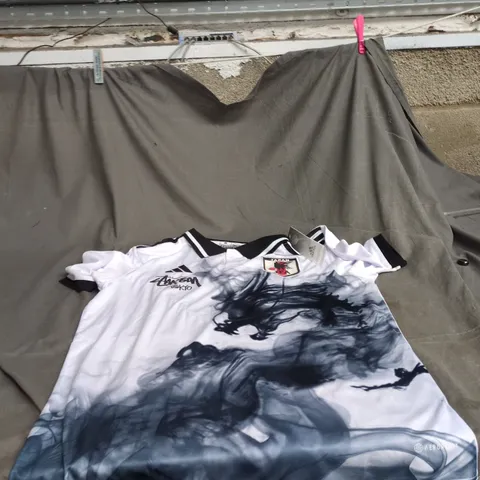 JAPAN NATIONAL FOOTBALL ADIDAS JERSEY – MEN'S, AEROREADY, UK M, WHITE/BLUE GRAPHIC