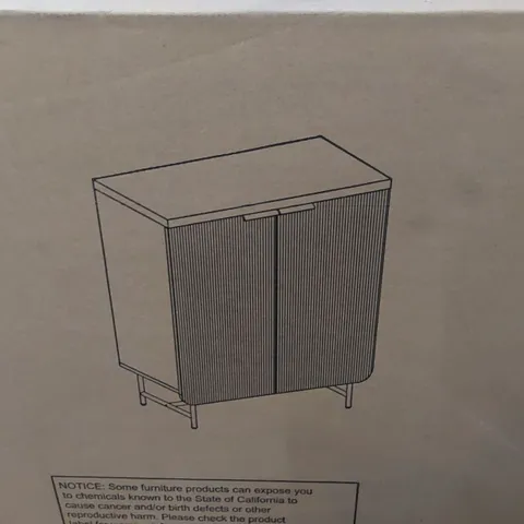 BOXED 32" SCANDINAVIAN 2 DOOR ACCENT CABINET - CALACATTA MARBLE/COASTAL OAK (1 BOX)