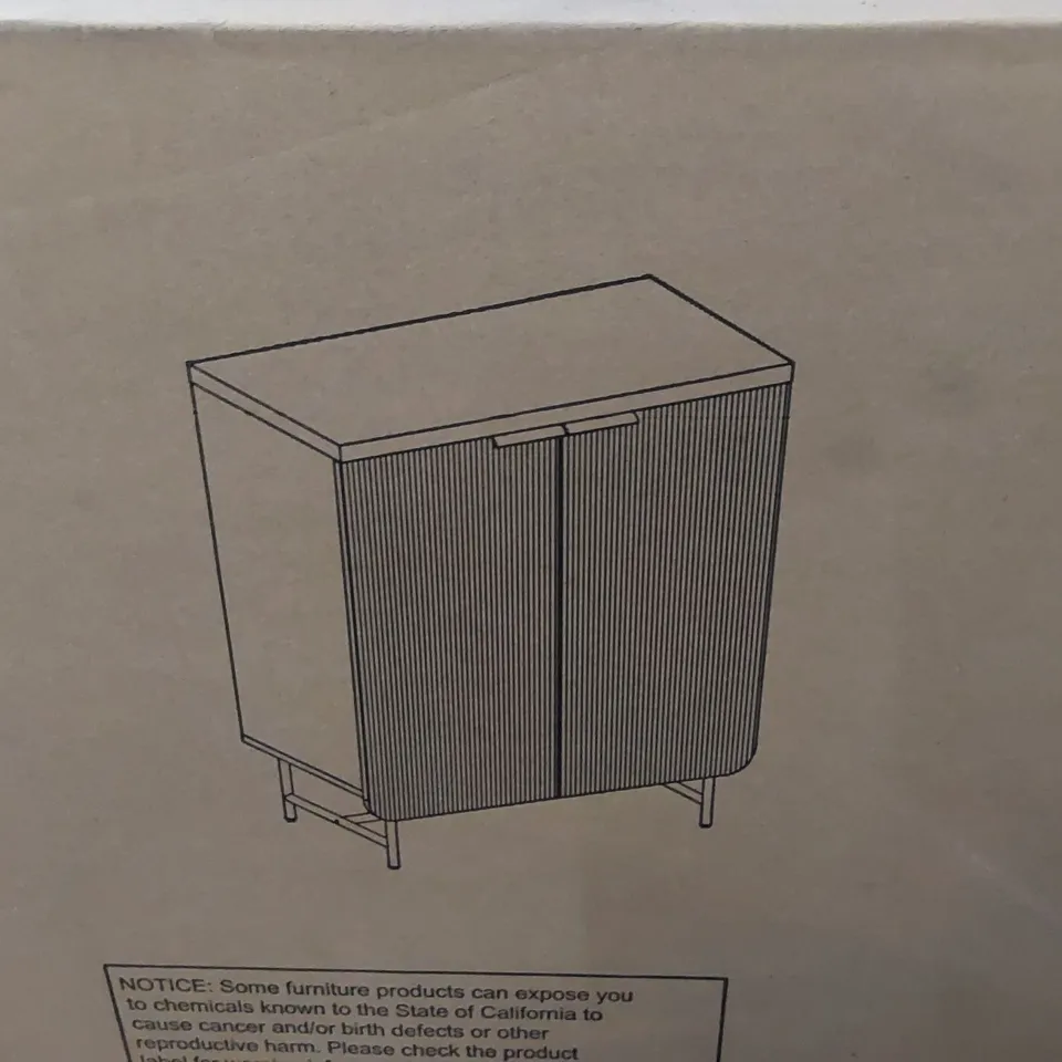 BOXED 32" SCANDINAVIAN 2 DOOR ACCENT CABINET - CALACATTA MARBLE/COASTAL OAK (1 BOX)