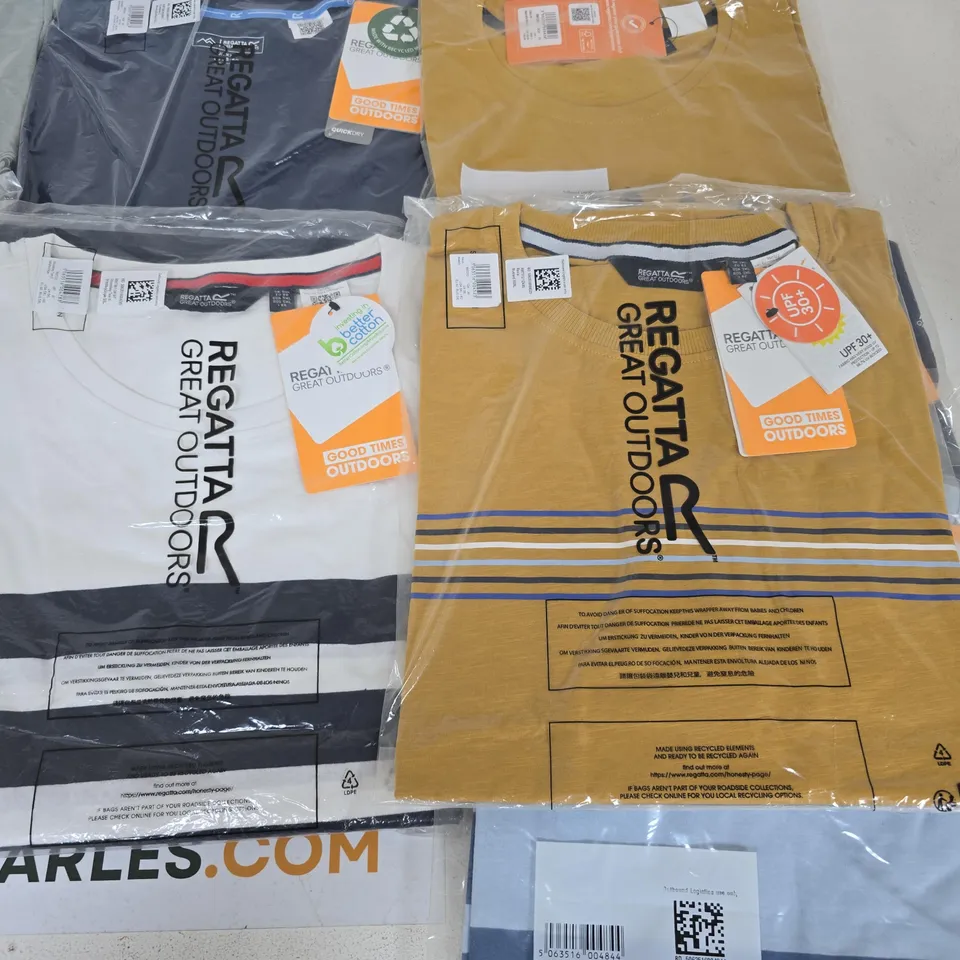 LOT OF 10 ASSORTED BRAND NEW REGATTA T-SHIRTS IN VARIOUS STYLES, COLOURS AND SIZES