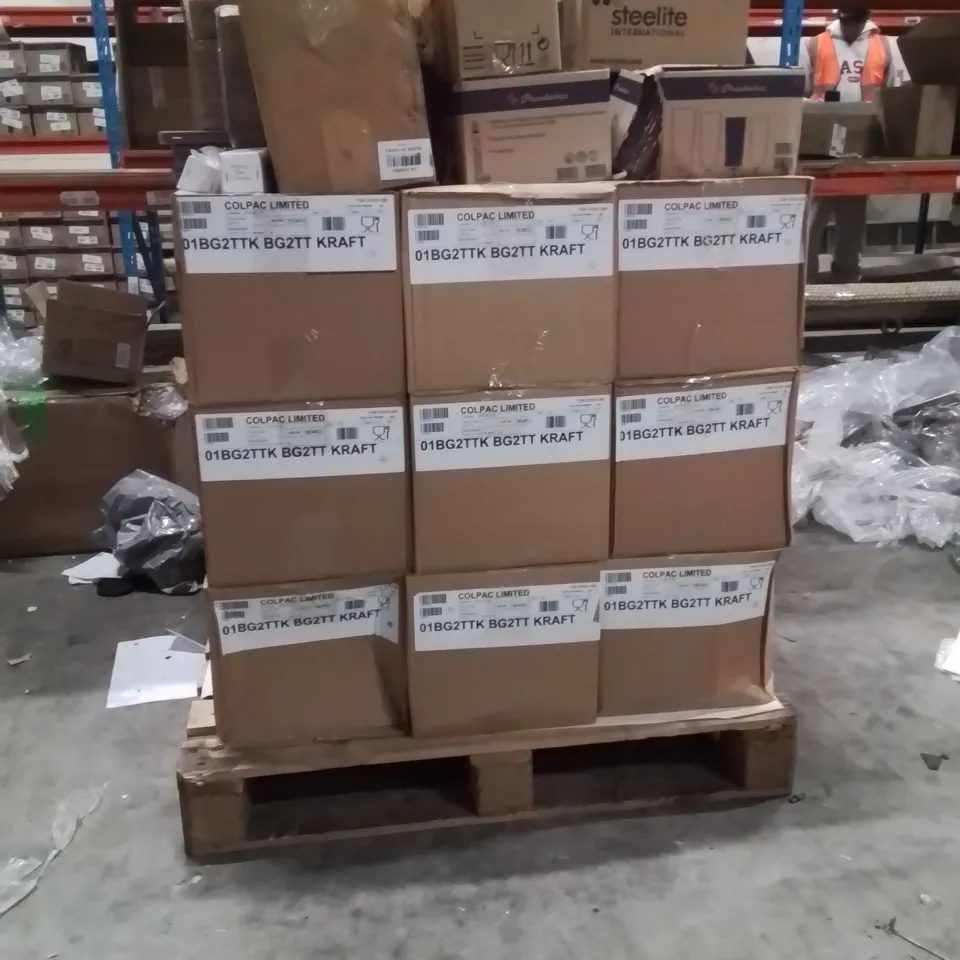PALLET OF CATERING SUPPLIES TO INCLUDE;CUTLERY,COASTERS,SAUCE CUPS,PAPER SERVING TRAYS,PASABAHCE GLASSES