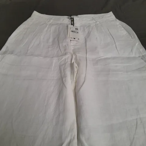 MNG GARMENT WASHED WHITE TROUSERS - EUR 38