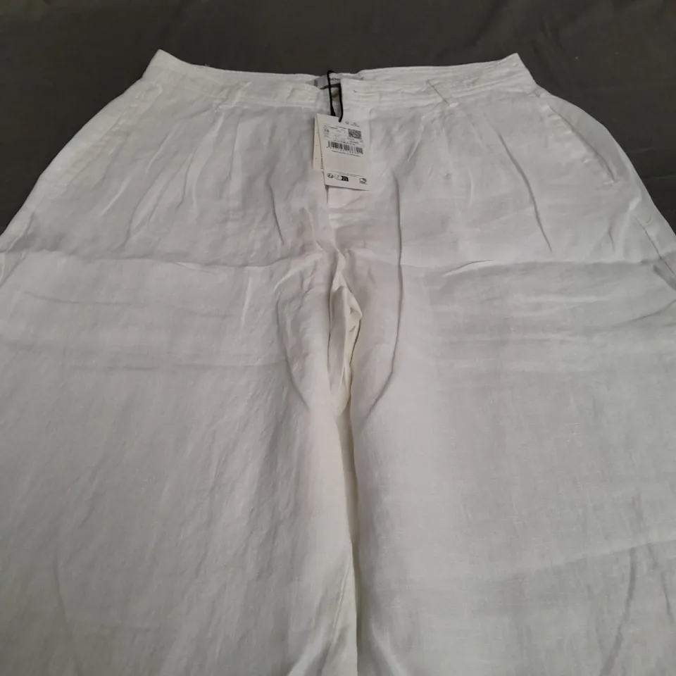 MNG GARMENT WASHED WHITE TROUSERS - EUR 38