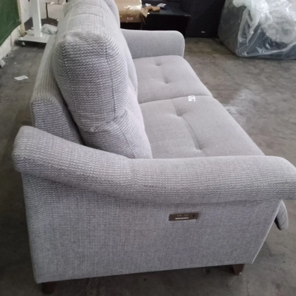 QUALITY DESIGNER G-PLAN RILEY LARGE ELECTRIC RECLINER DBL SOFA - SAHARA SLATE FABRIC 