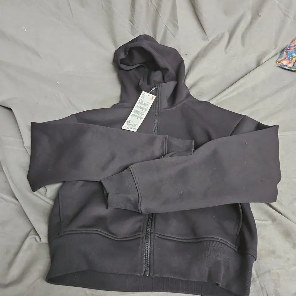UNIQLO WOMEN DRY SWEAT FULL-ZIP HOODIE IN BLACK SIZE XS